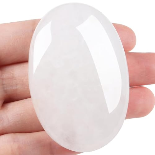 XIANNVXI 2.4 Groß Bergkristall Stein Sorgenstein Bergkristall Heilstein | Bergkristall Handschmeichler Stein Worry Stone Heilkristall Naturstein Edelsteine Energiestein Massage Reiki Oval Palme Stein