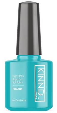Quick Dry Nail Polish | Teal Zeal, 8ml | Rapid Drying Nail Varnish | No UV/LED Required | 12 Free, Cruelty Free, Vegan, Made in UK