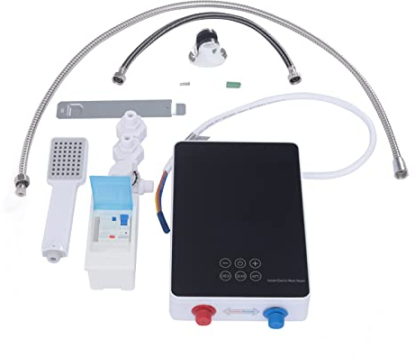 NaMaSyo Elektro Durchlauferhitzer 6000W 220V Instant Dusche Warmwasserbereiter Duschkopf Elektrischer Duschsystem LED Thermostat für Duschen im Freien Pferde Camping Wohnmobil
