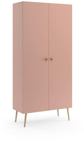 BETTSO - IKON Kleiderschrank mit 2 Türen und Einlegböden - Garderobenschrank - Allzweckschrank - Schrank für Flur, Kinderzimmer, Schlafzimmer, Wohnzimmer - Rosa