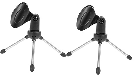 2 Stück Mikrofonständer für Desktop Aufnahmen, Verstellbar Schwarz | Kompakt und Leicht, Kunststoff und Metall, Sicherer Halt, für Videoaufnahmen und Recording