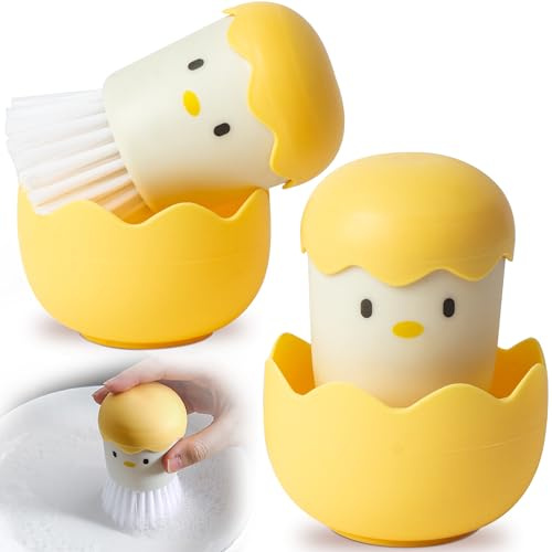 Esdallina 2Pcs Mini Dish Brush with Handle for Cleaning Pots Pans Ovens & Other Tough Cleaning Jobs