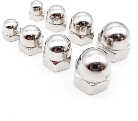 5/100 Stück M3 M4 M5 M6 M8 M10 M12 M14 M16 304 A2-70 Edelstahl Sechskantkopf Hutmutterkappe Dekorative Abdeckung Halbkreisförmige Hutmuttern(M8 20pcs)