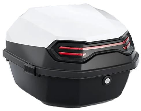 YHDZWY Motorradkoffer Für Helm Gepäck, Top Case Lederfutter Für Roller Motorrad Mofa Quad Mit Installieren Platte Aufbewahrungskoffer Wasserdicht Mit Sicherheitsschloss(Weiß)