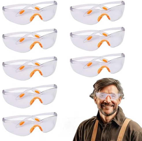 pcsfoe 8 Pcs Schutzbrille Arbeitsschutzbrille,Schutzbrille,Transparent Schutzbrillen Mit Gumminase,Laborbrille,Arbeitsschutzbrille Für Arbeit Staubdicht Schießsport Für Kinder Herren Damen