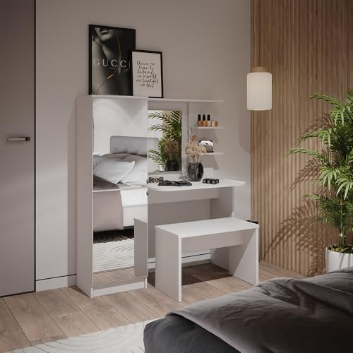 Vicco Frisierkommode Weiß Jasmin 123x141.2x33 cm - Frisiertisch, Aufbewahrungslösung für alle Beauty-Produkte