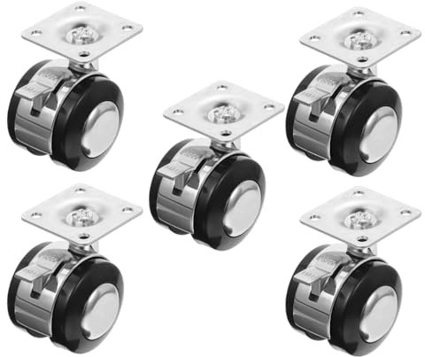 UKCOCO 5pcs Heavy-duty Office Chair Caster Wheels Brakes Swivel Casters for Smooth Movement Floors Easy Installation for Home and Office Use