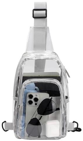 TINYAT Klar slingväska män stadion godkänd transparent axelväska för kvinnor crossbody väska med justerbar rem,Grå/9065