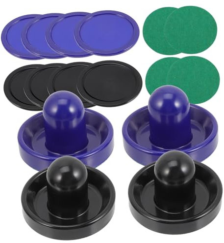 BESPORTBLE Plastik Air Hockey Pushers Mit Pucks Und Filz Für Tischhockey Ersatzteile Für Mini Luft Eishockeyspiel Schieber in Schwarz Und Blau Pucks Familienfreude Und Arcade Zubehör