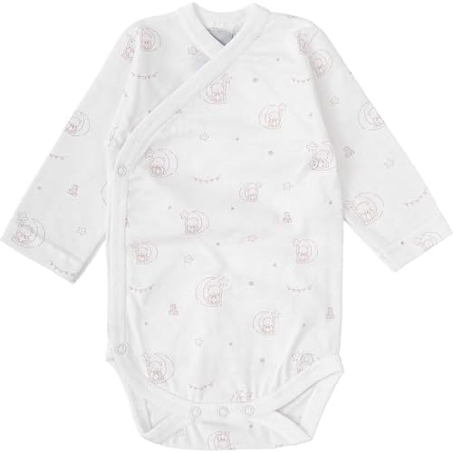 BABIDU Body Bebé Cruzado Manga Larga con Estampado de Ositos y Lunas, Algodón 100%, Cierre Lateral y Entrepierna con Corchetes, Suave, Transpirable e Hipoalergénico, Ropa Bebé Unisex