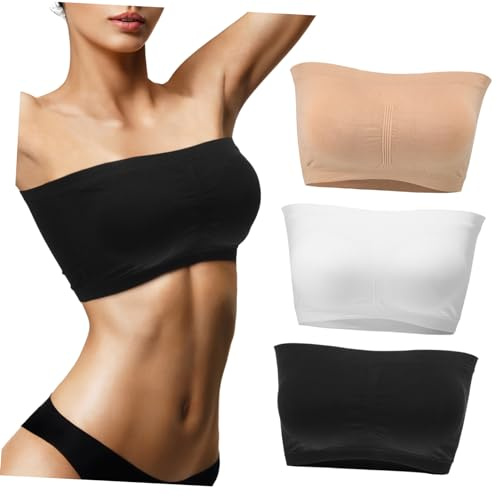 Toddmomy Set 3 Pezzi Reggiseni Senza Spalline Donna Imbottiti Cuscinetti Rimovibili in Nylon e Spandex Taglia l Design Morbido e Traspirante