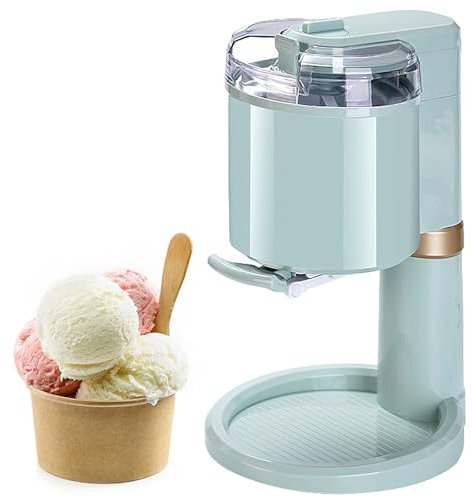 Macchina per Gelato per Uso Domestico, Macchina per Gelato Soft da 1000 Ml, Design Rimovibile, Rivestimento per Alimenti, può Preparare 7-8 Coni alla Volta, Coperchio Visivo