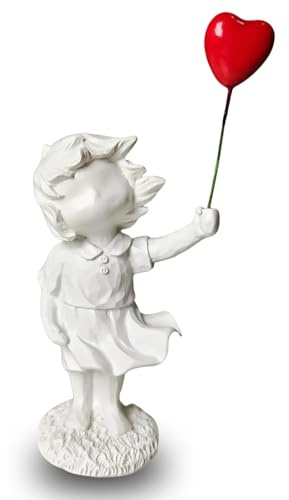 PIGPIGFLY Scultura Figura Banksy,Della Ragazza con i Palloncini,Decorazioni per Ufficio,Figura Decorative, Statuette Decorative Casa, Soggiorno Decorativo Moderno da Appoggiare(Bianco)