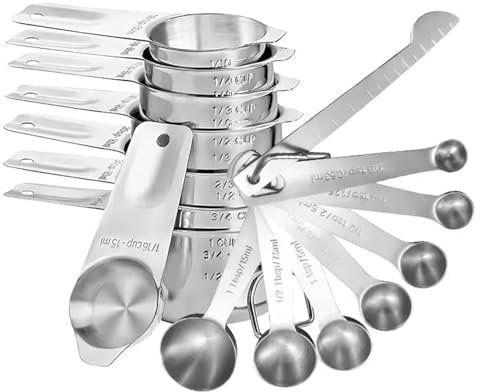 Taza y cuchara medidoras de acero inoxidable, herramientas medición cucharaditas for cocinar hornear Para Hornear En La Cocina