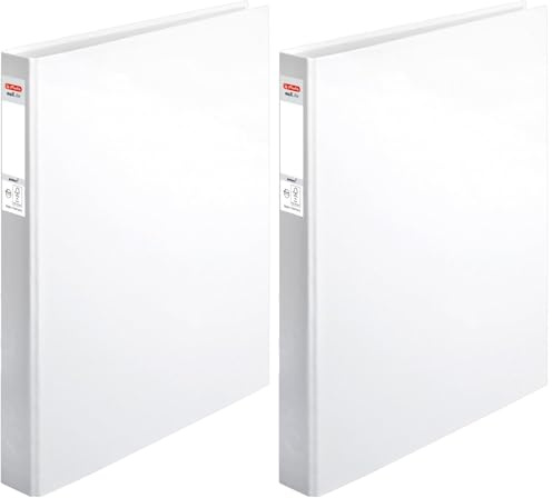 herlitz Ringbuch maX.file pRotect A4, 1 Stück, 2-Ring-Kombi-Mechanik, 25 mm Füllhöhe, Weiß (Packung mit 2)