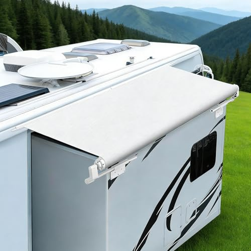 Toldo Extensible para Autocaravana, Kit Topper para Slide out de Camper, Protección Modular para Topper de Slide out de Camper, Apto para Caravanas y Motorhomes, Blanco(200cm)