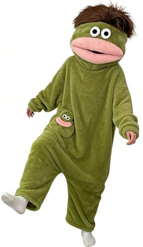 Generisk mysig pyjamas – plyschpyjamas med huva mjuk | unisex tecknad sparkdräkt för vuxna – för par vinter hem sova resa cosplay kostym