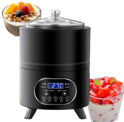 Elektrisk Yoghurtmaskin Med 360° Konstant Jäsning Black-8L | 8l/12l Behållare, Innerkanna I Rostfritt Stål, Rundade Kanter, Natto, Ost, Fruktvin, Hemma- Och Kommersiellt Bruk