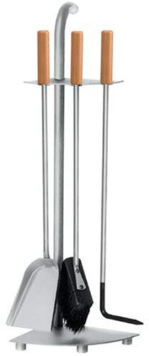 Lienbacher Kaminbesteck Edelstahl matt gebürstet, Buchengriffe 3-TLG. 67 cm