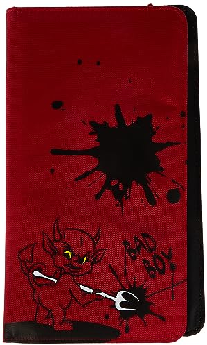 Hama CD Tasche Up to Fashion (für 48 Discs, CD/DVD/Blu-ray/Hörbücher, Mappe zur Aufbewahrung, platzsparend für Auto und Zuhause, Mit Teufel Motiv) Rot