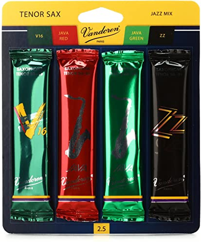Vandoren SRMIXT2 Blatt für Tenorsaxophon Jazz (Stärke 2) inkl. je 1 ZZ, V16, JAVA und JAVA Strength 2.5