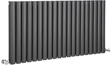 MILANO Anthracite Horizontal Double Oval Panel Radiator 635 x 1180mm