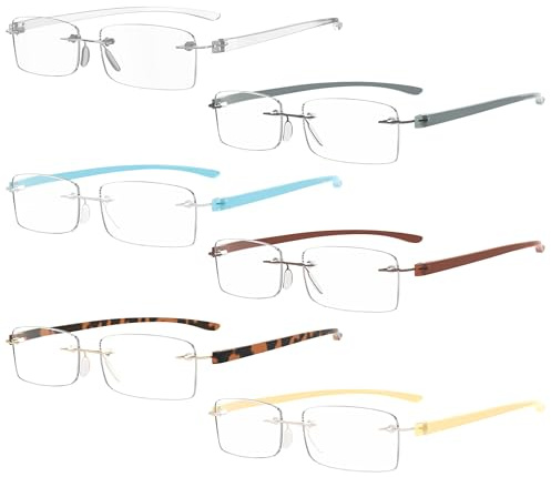 Eyekepper 6-Pack-Mix Farbe Kleine Linse Randlos Lesebrille Männer Frauen