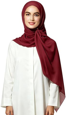 Lina & Lily Bubble Crepe Chiffon Damen Muslim Hijab Kopftuch Schal Turban, Stoff Leicht Undurchsichtig