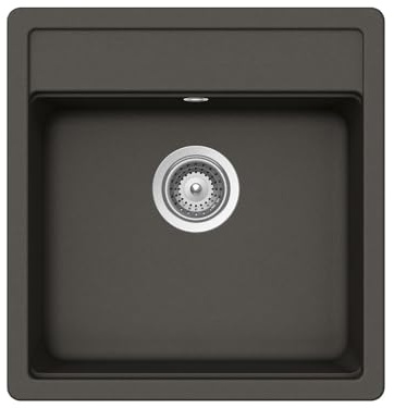 SCHOCK Küchenspüle Nemo N-100S in Asphalt I kompakte Granitspüle für 50 cm Unterschrank I robustes, pflegeleichtes Cristalite I geräumiges Becken für mehr Komfort I Design-Spüle mit Excenterbedienung