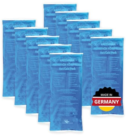 KK Kalt-Warm Kompresse 12 × 29 cm – 10er-Pack Wiederverwendbare Therapie-Kompressen für Kälte- & Wärmeanwendungen bei Prellungen, Verstauchungen, Gelenk- & Zahnschmerzen, Rücken, Schulter