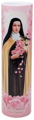 THE SAINTS COLLECTION St Therese, LED Flameless Devotional Prayer Candle
