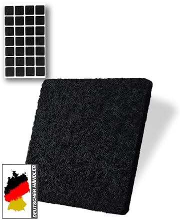 28 Stück Selbstklebende Filzgleiter (schwarz, 20 x 20 mm) - stark Selbstklebende Möbelgleiter - hochwertige Filzgleiter - Stuhlgleiter aus Filz