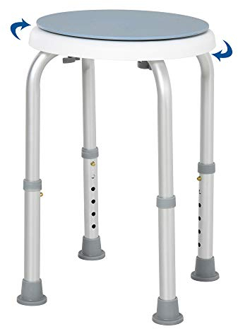 HOMCOM 360° Swivel Seat Bath Shower Stool, Adjustable Height Shower Chair with Aluminium Frame Non-Slip Feet Chair Safe Support Home Assistance, Light Blue