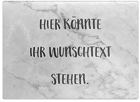 printplanet - XL Glas-Schneidbrett mit Text selbst gestalten - XL Frühstücksbrettchen Personalisieren und Bedrucken - Hintergrund: Marmor