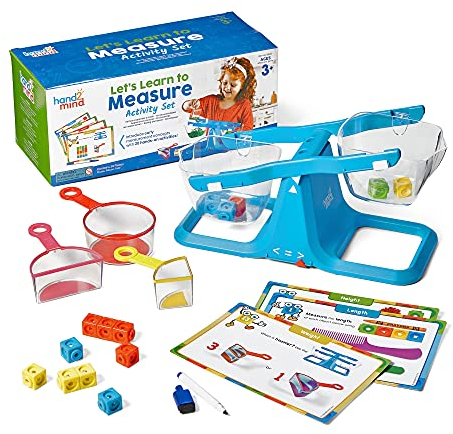 Learning Resources Kit d’activités Apprenons à mesurer, kit de mesures pour enfants, de balance avec seaux, cubes MathLink et de cartes d’activités, fournitures pour les enseignants