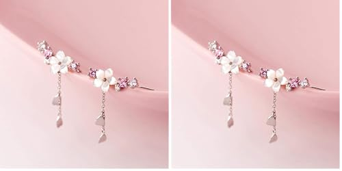 Couleur Argent Mode Fleur Fleurs de Cerisier Conception Dame Femmes Boucles d'oreilles Goutte Bijoux Cadeau