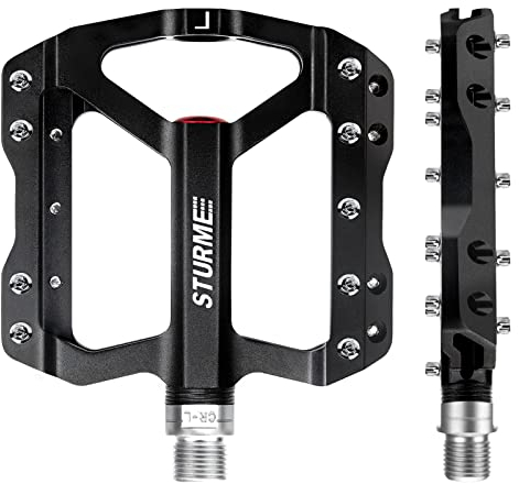 STURME Fahrradpedale Mit 3 Abgedichteten Lagern, CNC Aluminium MTB 9/16 Zoll Rutschfest Anti-Staub, für Mountainbike/Rennrad/E-Bike/BMX/City Fahrrad (Schwarz)