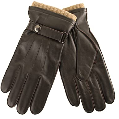 NF NITZSCHE fashion - Lederhandschuhe für Herren - Smartphone-Touch-Funktion - 100% Schaf-Nappa Leder mit Futter aus 100% Wolle - schwarz und braun - warme und hochwertige Winterhandschuhe