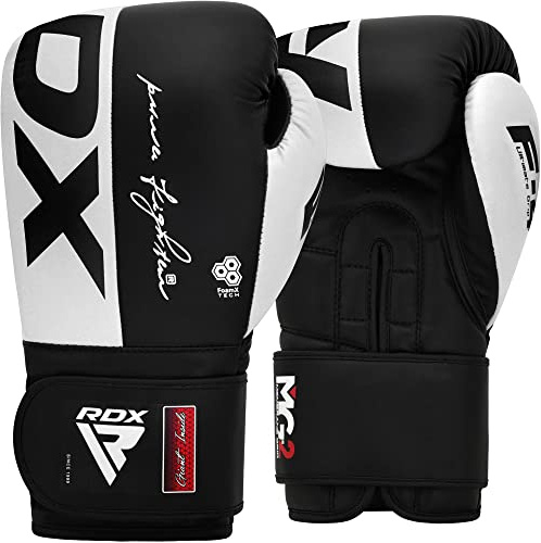 RDX Gants de Boxe pour D'entraînement et Muay Thaï, Gants en Maya Hide Cuir pour Sparring, Kickboxing, Sacs de Frappe, Compétition Combat Mitaines, Hommes Femmes Gym Entraînements 8 10 12 14 16 OZ