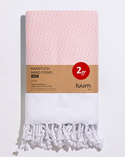 Luum® Juego de 2 toallas Hamam, juego de toallas deportivas, juego de toallas turcas, juego de toallas para el pelo, 100% algodón hilado en anillo, secado rápido, sin pelusas, 45x95, set de regalo