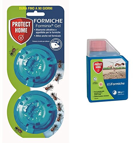 Protect Home Forminix Box, Veleno per Formiche in Gel Box Pronto Uso Efficace, Elimina il Nido in breve tempo Ideale per Ambienti Interni ed Esterni 2 Box & Forminix Esca Granulare