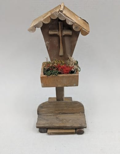 menta-modellbau Marterl mit Wegkreuz aus Echtholz – 15 cm – handgefertigt – alpenländisches Krippenzubehör – Tiroler Serie – Made in Germany