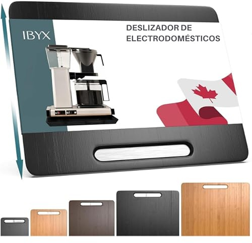 Ibyx Elegant Appliance Slider - Sliding Tray for Coffee Maker & Heavy Kitchen Appliances, Easy Slide, Made of Premium Bamboo, Space-Saving Kitchen Organizer, 40 lb Capacity, Black - 13 x 10.5 Inch
