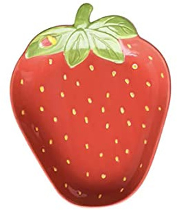 8~9 inch Ceramic Salad Plates, Dinner Plates, Pasta Dessert Plates Serving Trays for Appetizer, Sushi, Fruit (Strawberry)