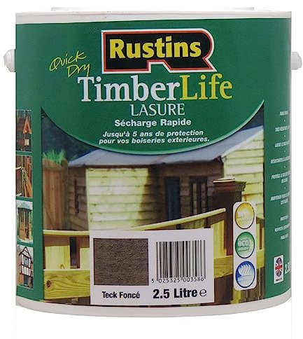 Acrilico Teak scuro colorato esterno 5 anni di protezione UV per legno 30m² - 2,5 litri (Rustins)