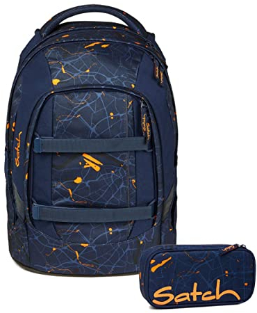 Satch Pack Schulrucksack Set 2tlg. mit Schlamperbox inkl. Schneider Füller als Gratiszugabe (Urban Journey)