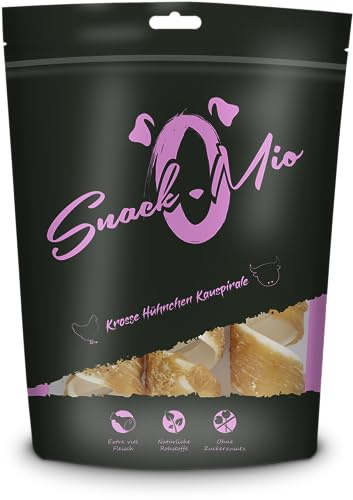 SnackOMio - Premium Kausnack für Hunde - Krosse Hühnchen Kauspirale, 110g, 1er Pack (1 x 0,11kg)