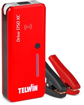 Telwin Drive 1750XC Avviatore Booster Multifunzione 12V per Auto Moto Barche, 1500A + Powerbank Quick Charge e Wireless