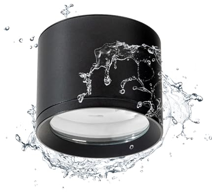 Gleonlux Spot en Saillie IP44 Noir, Spots de Plafond 230V, Plafonnier Salle de bain, Spot LED en Saillie avec GX53 douille, Ø82x67mm aluminium Rond Downlight Imperméable, pour Balcon et Cuisine