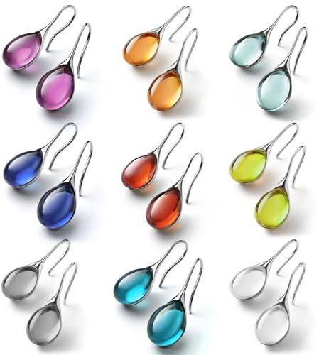 Silver Drop Earrings for Women Set Trendy Silver DangleTeardrop Earrings for Women Hypoallergenic Fashion Colorful Jewelry Sets Gifts